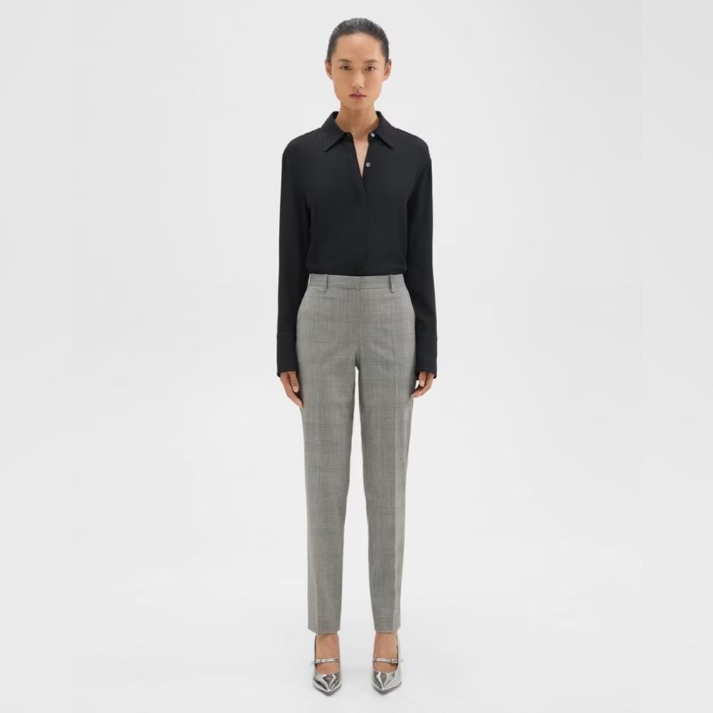 Theory Treeca Full-Length Pant in Plaid Stretch Wool - Size 0 - NWT